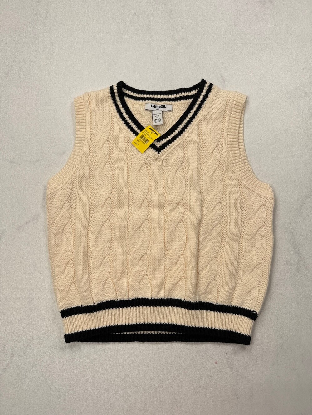 Rsq Vest Sweater Cream Modernist Preppy - Girls Large